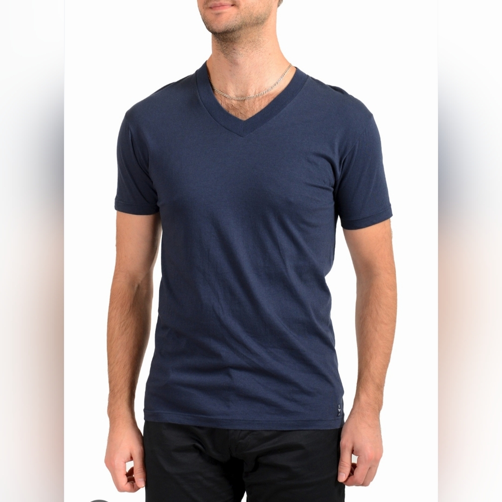 Emporio Armani Deep Blue V-Neck Tee - Size M